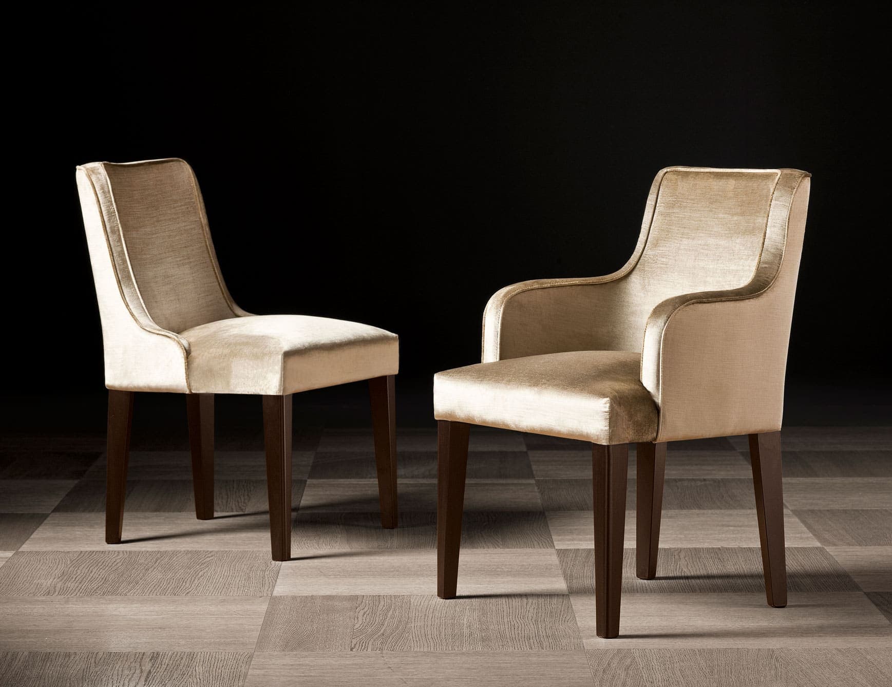 Nella Vetrina Isabey 2 Italian Dining Arm Chair Upholstered Gold Velvet